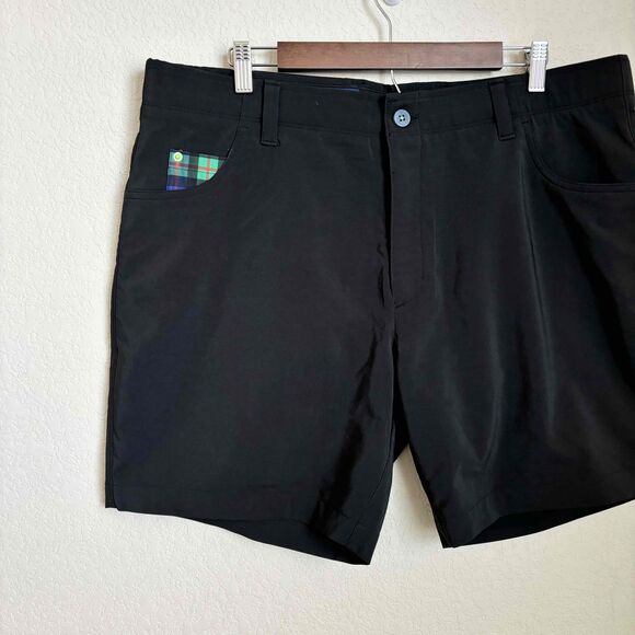 William Murray Mens Black Flat Front Plaid Shorts Size 38 Outdoor Golf - Picture 2 of 12